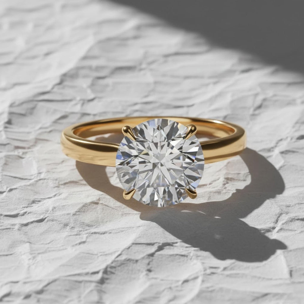 Round Brilliant 4 Prong Setting IGI Certified Lab Grown Diamond Engagement Ring in 14k Gold