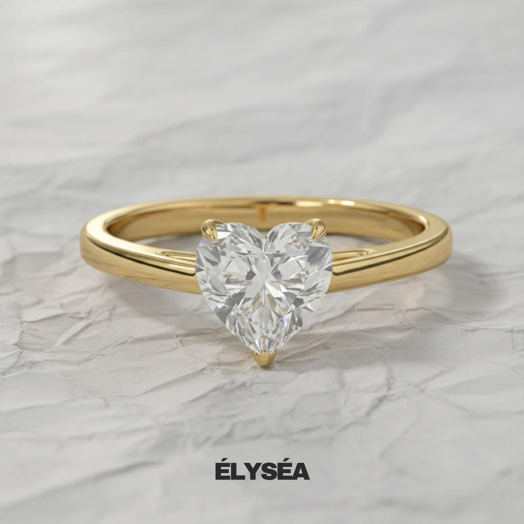 Heart Shape Lab Grown Diamond Engagement Ring in 14K Solid Gold