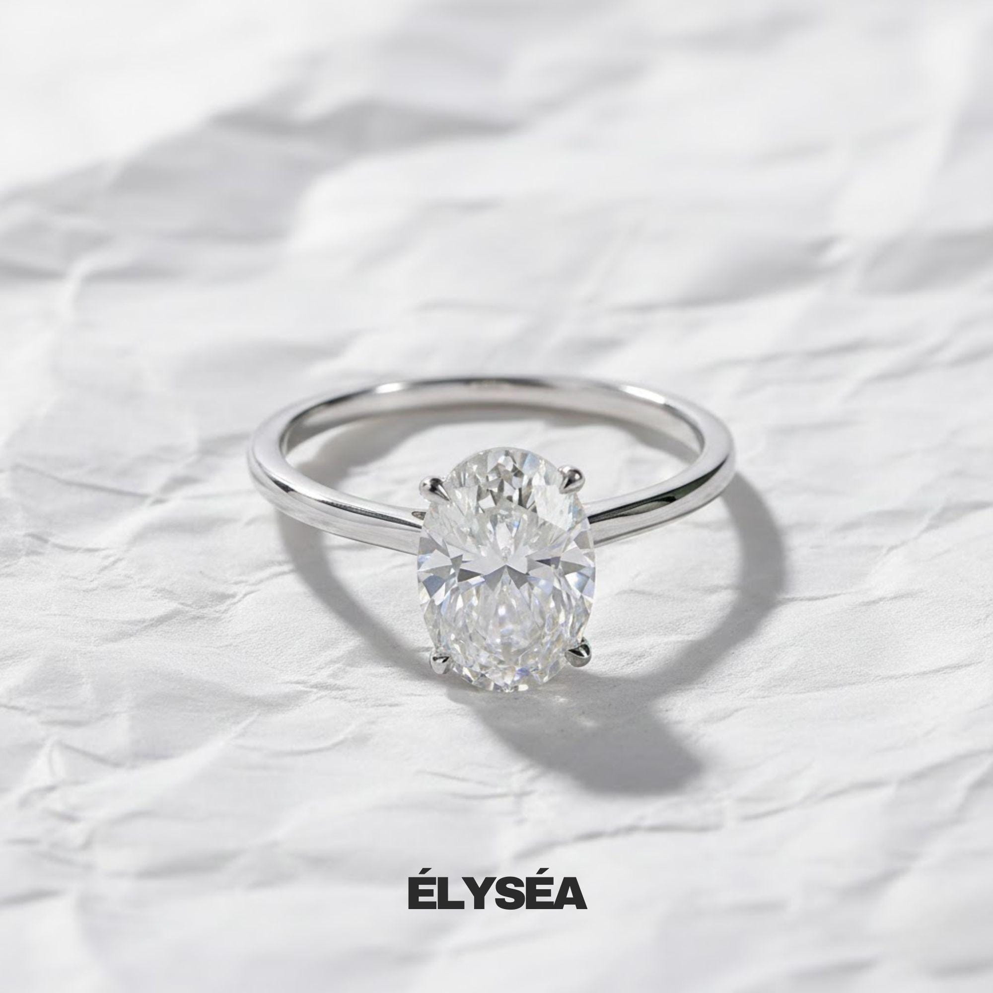 Oval Cut Lab Grown Diamond Engagement Ring, Wedding Ring For Her, 14K Solid Gold Anniversary Ring