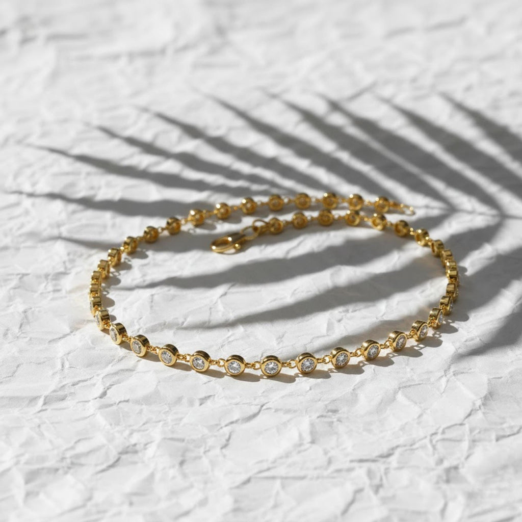14K Solid Gold Lab Grown Diamond Tennis Bracelet,Dainty Diamond Bracelet