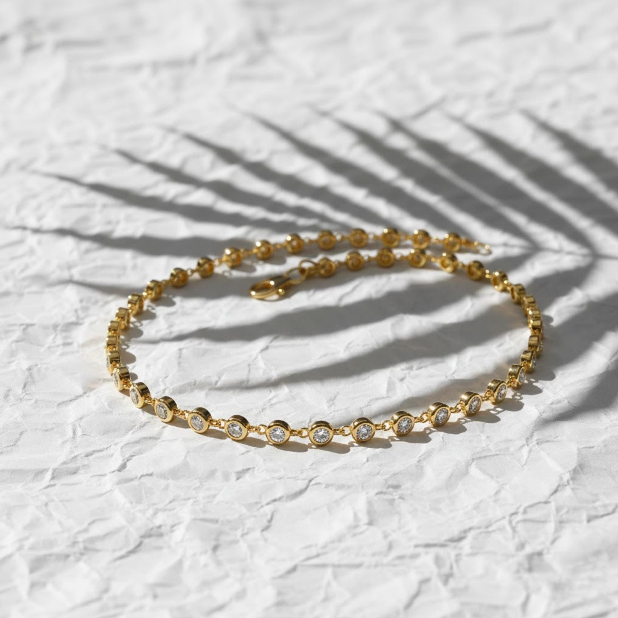 14K Solid Gold Lab Grown Diamond Tennis Bracelet,Dainty Diamond Bracelet