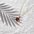 Ruby Heart Pendant with 14K Solid Gold | Bezel Necklace | Valentine’s Day Gift