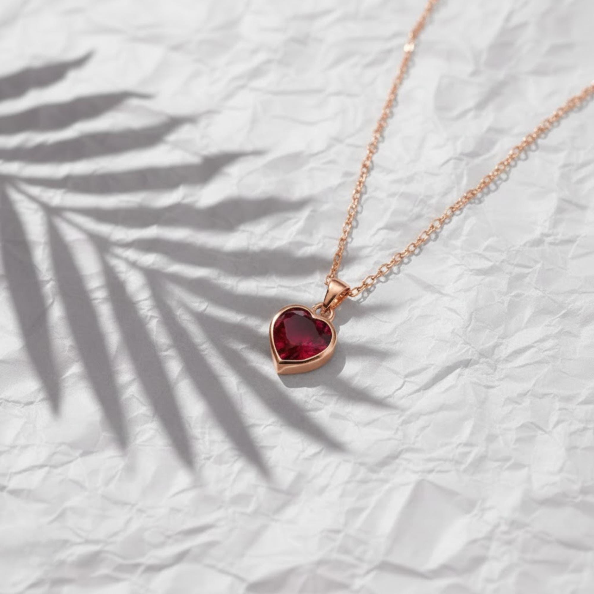 Ruby Heart Pendant with 14K Solid Gold | Bezel Necklace | Valentine’s Day Gift