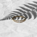 14k Yellow Gold Wedding Band Womens Half Eternity Band, Engagement Ring Band, Gold Ring, lab grown Diamond Wedding Ring, Anniversary Ring