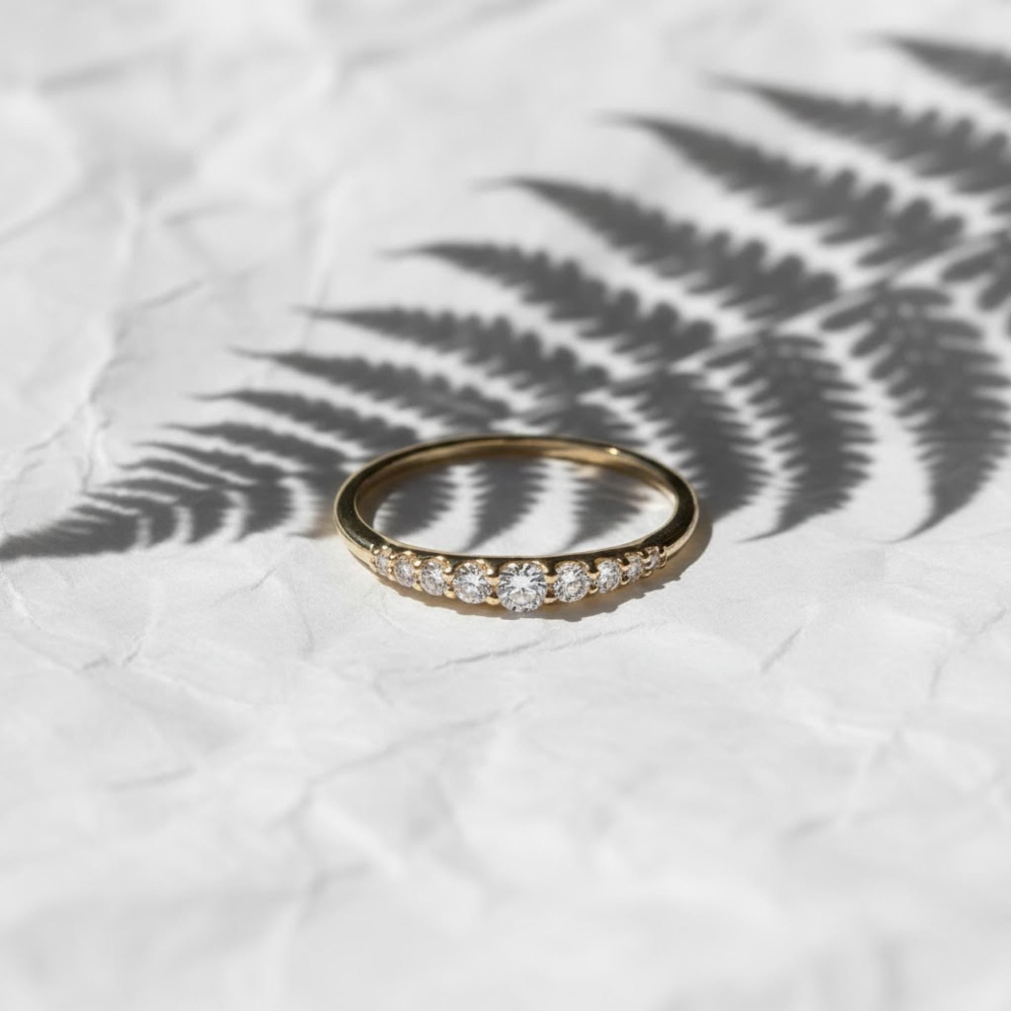 14k Yellow Gold Wedding Band Womens Half Eternity Band, Engagement Ring Band, Gold Ring, lab grown Diamond Wedding Ring, Anniversary Ring