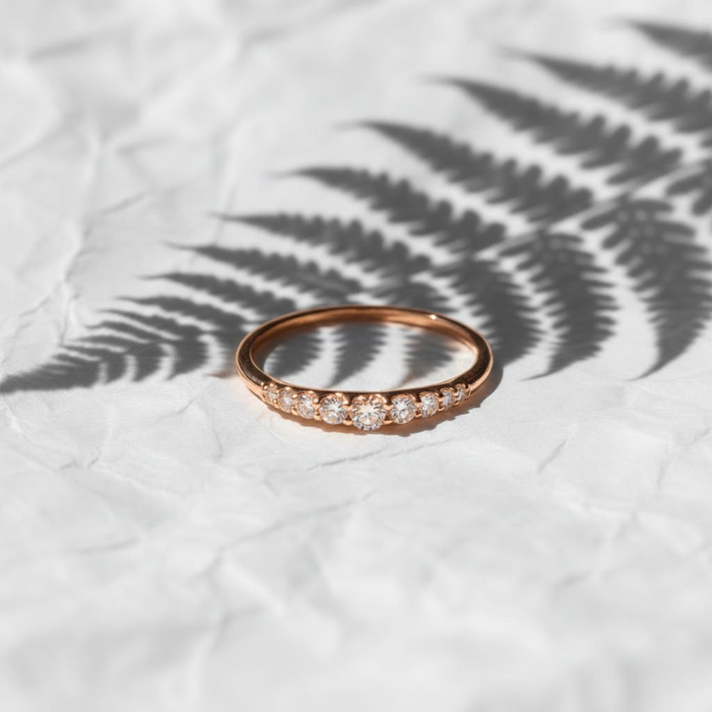 14k Yellow Gold Wedding Band Womens Half Eternity Band, Engagement Ring Band, Gold Ring, lab grown Diamond Wedding Ring, Anniversary Ring