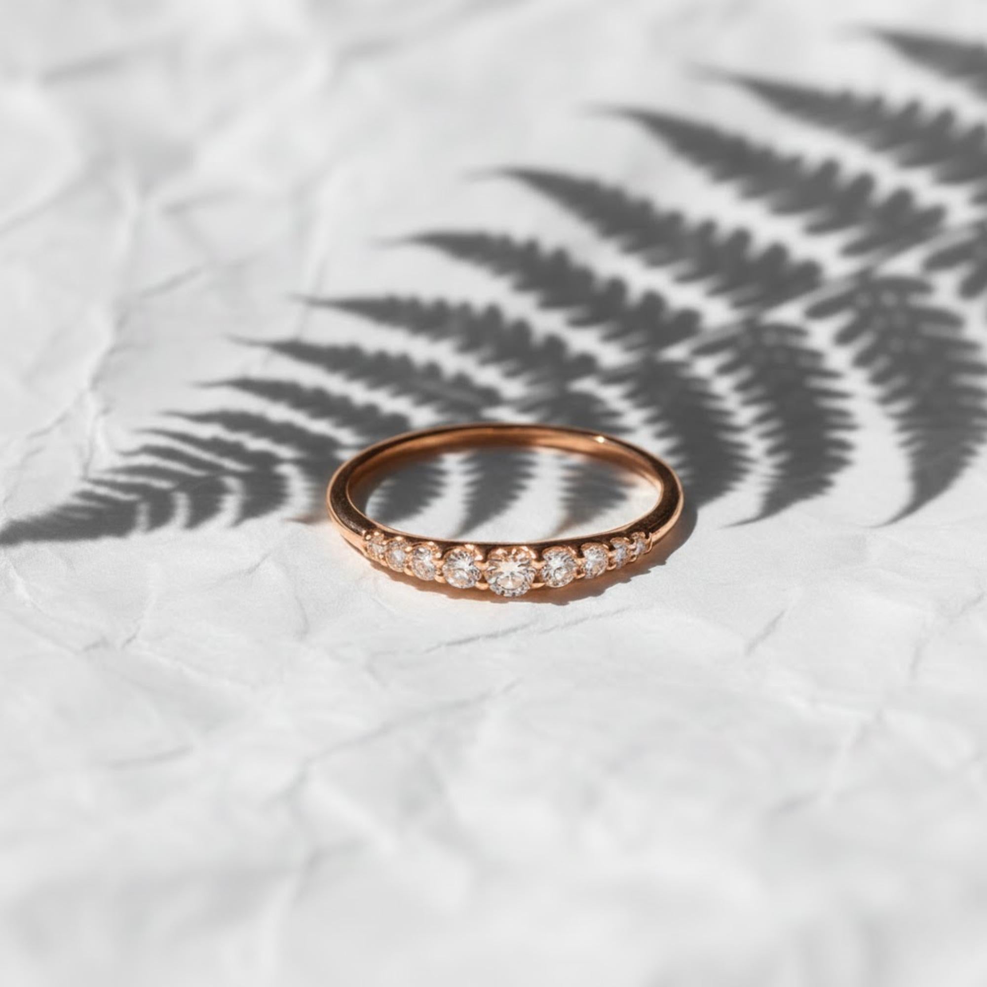 14k Yellow Gold Wedding Band Womens Half Eternity Band, Engagement Ring Band, Gold Ring, lab grown Diamond Wedding Ring, Anniversary Ring