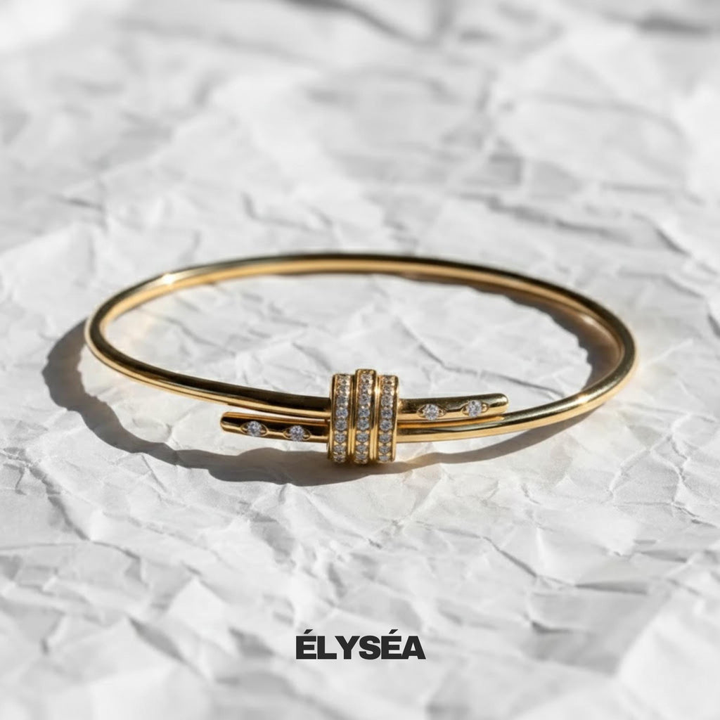 Solid Gold Bangle Bracelet for Women, Round Cut Diamond Bracelet Bangle, Gold Latch Bracelet, Diamond Bangle Bracelet, Gift For Her
