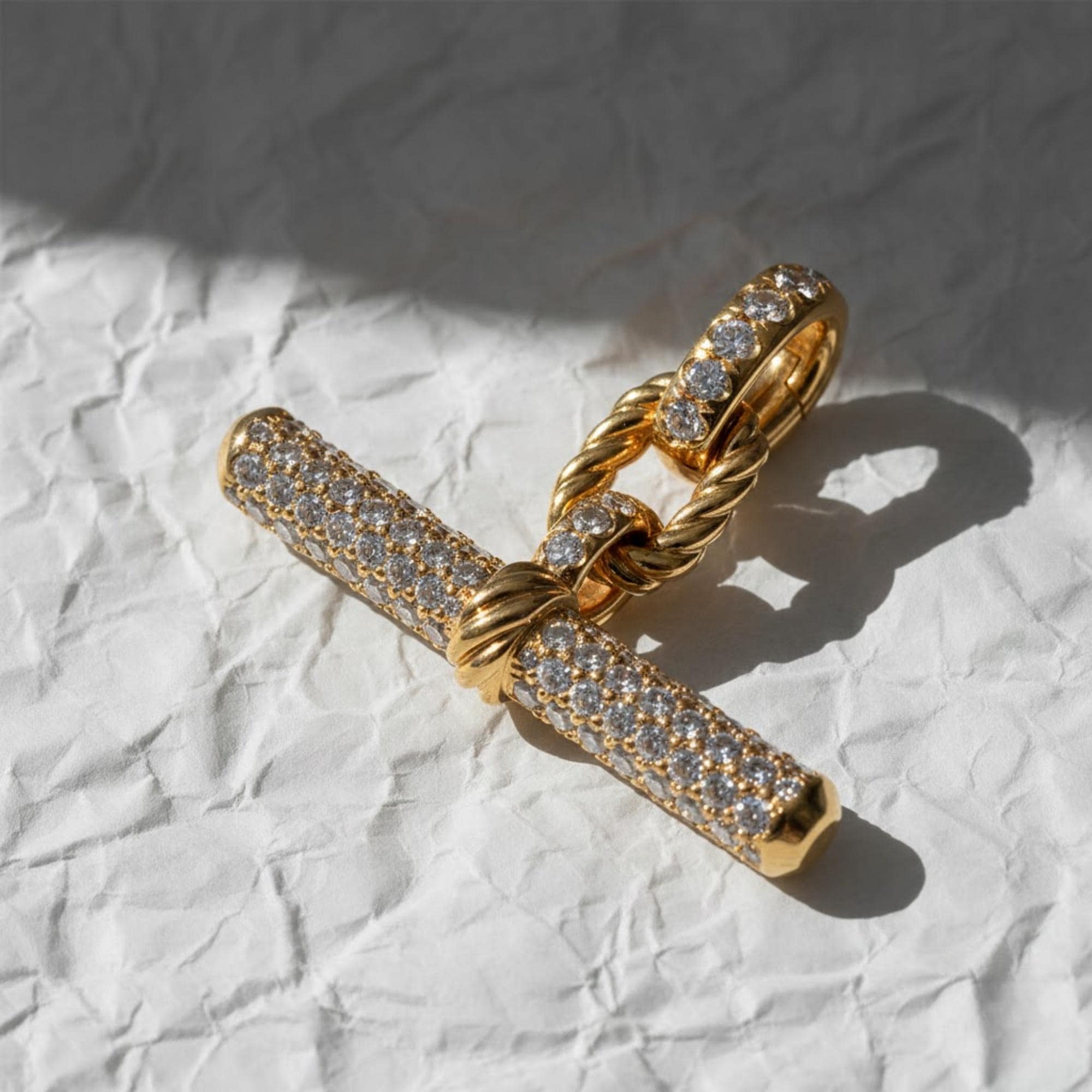 Diamond Pendant | Pave Diamond Toggle | Dainty Lab Grown Diamond Necklace | T- Bar Pendant | Bridal Set