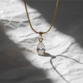 Pear Lab Diamond Solitaire Engagement Pendant/ 14K Gold Eco-Friendly Diamond Pendant Gift For Her