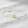 Diamond Bracelet / Evil Eye Diamond Bracelet in 14k Gold / Good Luck Charm Bracelet / Friendship Bracelet / Jewelry for women