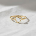 Lab Diamond Open Heart Ring,14K Solid Gold Promise Ring, Minimalist Ring