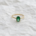 14K Solid Gold Emerald Ring • Tiny Green Gem Promise Ring for Women • Dainty Stackable Jewelry Gift