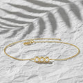 Diamond Bracelet with Thin Chain | Trio Diamond Bracelet in 14K Solid Gold in Bezel Setting | Diamond Bezel Bracelet | Birthday Gift