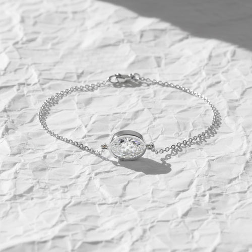 14K Gold Bezel Setting Diamond Bracelet for Women / Oval Cut Solitaire Lab Diamond Bracelet 1.00 Ct
