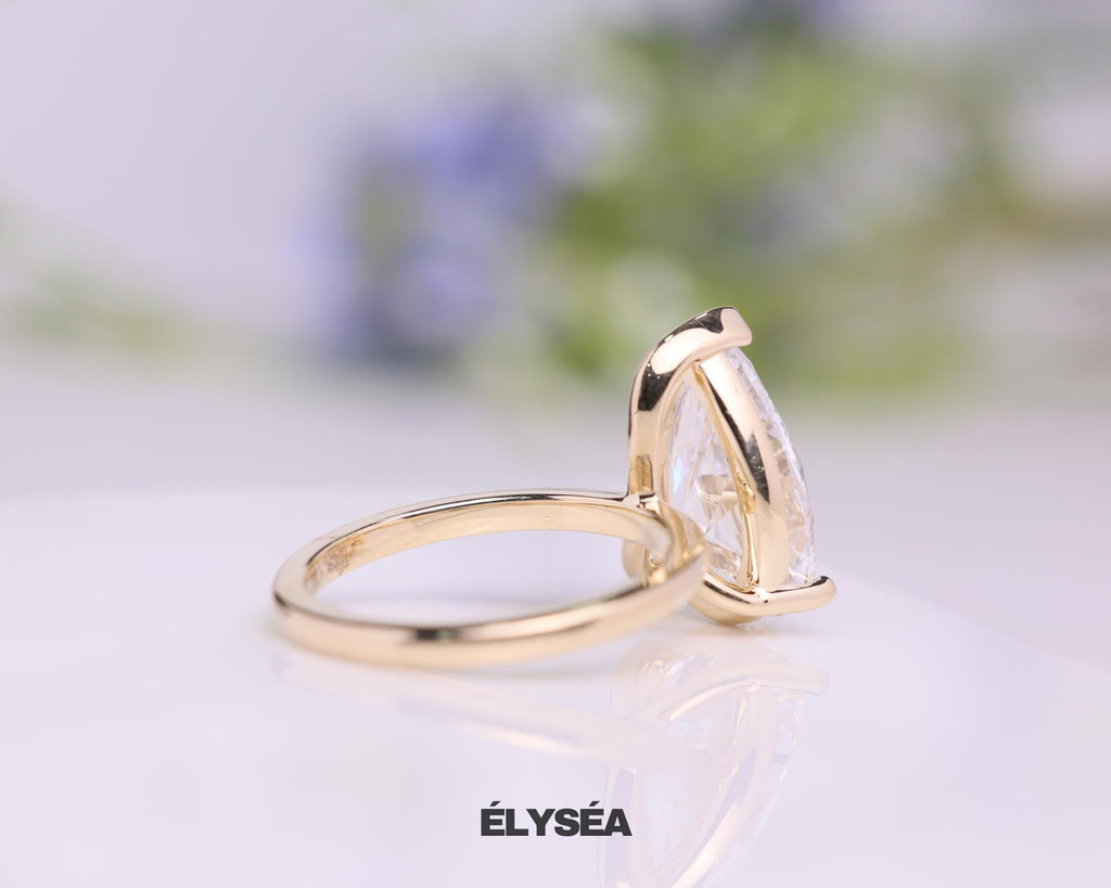 5 Carat Pear Cut Lab Grown Diamond Solitaire Engagement Ring / 14K Yellow Gold / IGI Certified
