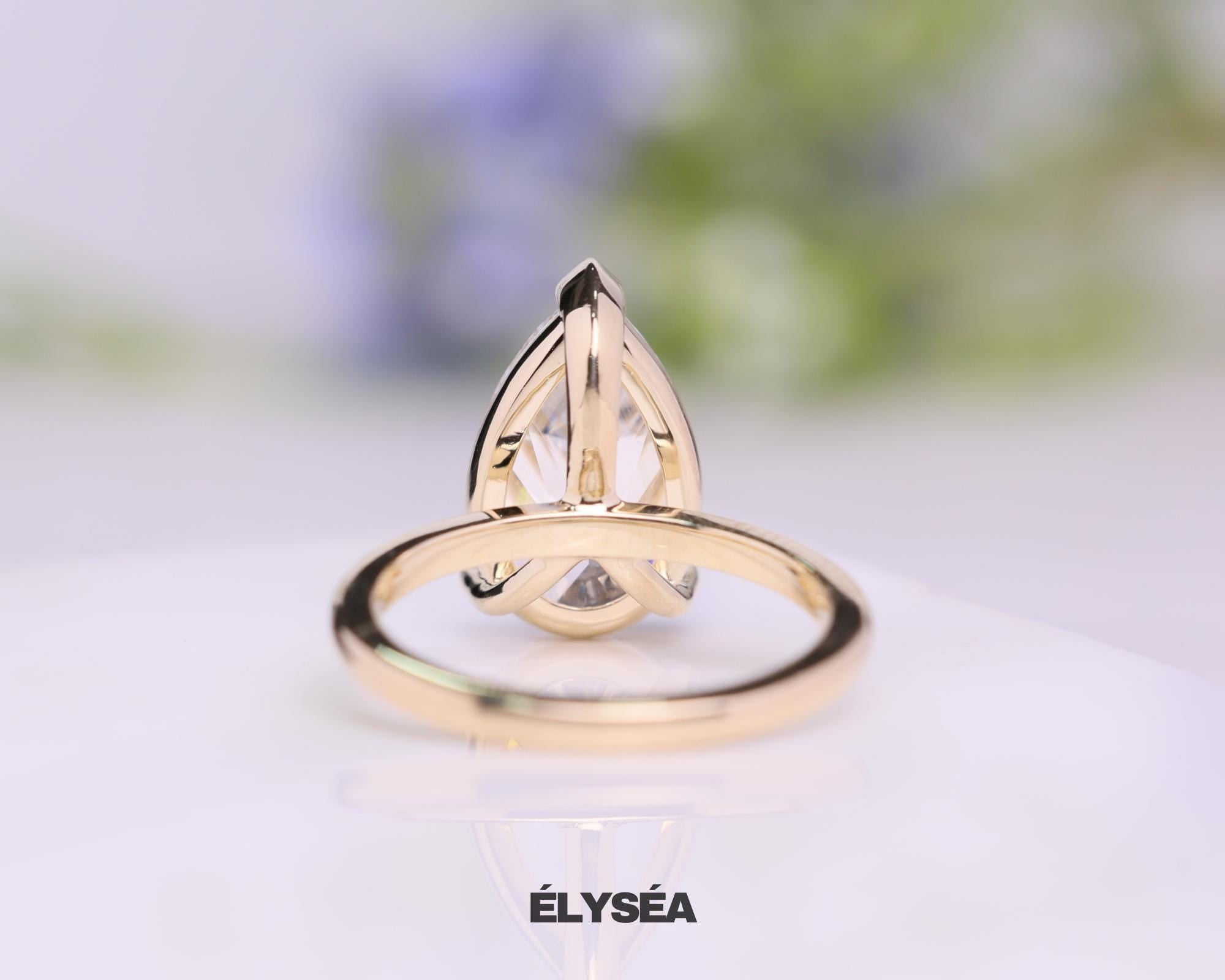 5 Carat Pear Cut Lab Grown Diamond Solitaire Engagement Ring / 14K Yellow Gold / IGI Certified