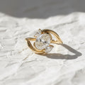 14K Gold Oval Shape Lab Grown Diamond Three Stone Engagement Ring
