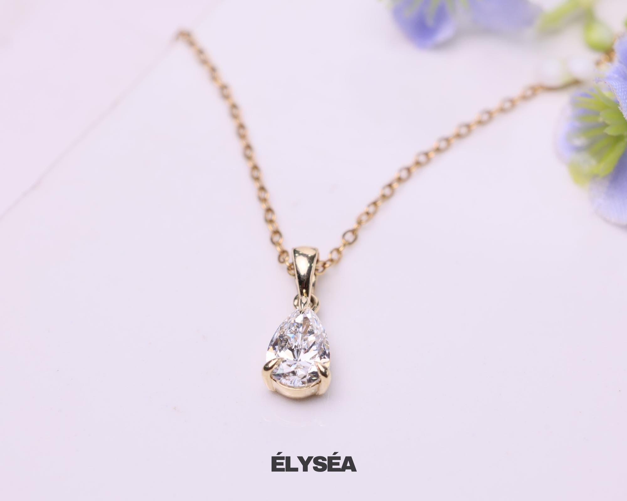 Lab Diamond Solitaire Engagement Pendant Necklace / 14K Gold Eco-Friendly Diamond Pendant Gift For Her