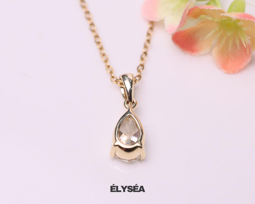 Lab Diamond Solitaire Engagement Pendant Necklace / 14K Gold Eco-Friendly Diamond Pendant Gift For Her
