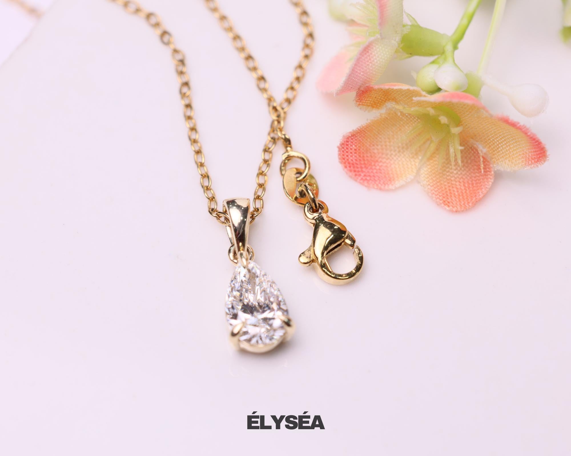 Lab Diamond Solitaire Engagement Pendant Necklace / 14K Gold Eco-Friendly Diamond Pendant Gift For Her