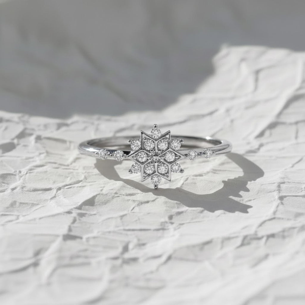 14K Gold Lab Grown Diamond Snowflake Ring