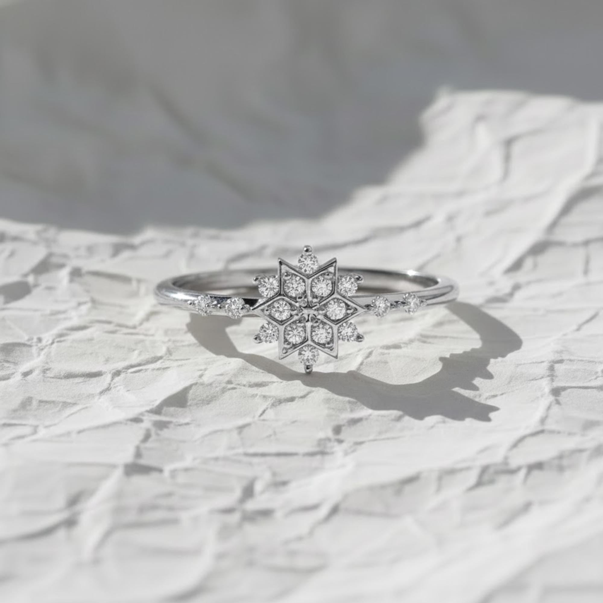 14K Gold Lab Grown Diamond Snowflake Ring