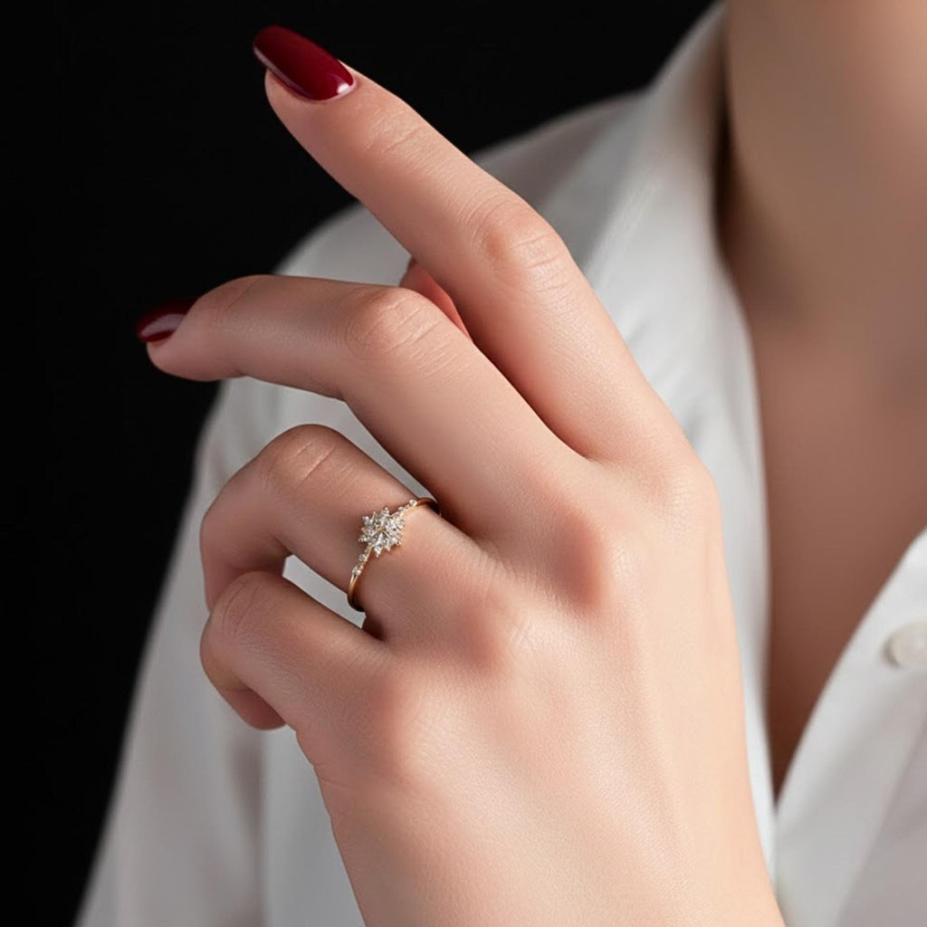 14K Gold Lab Grown Diamond Snowflake Ring