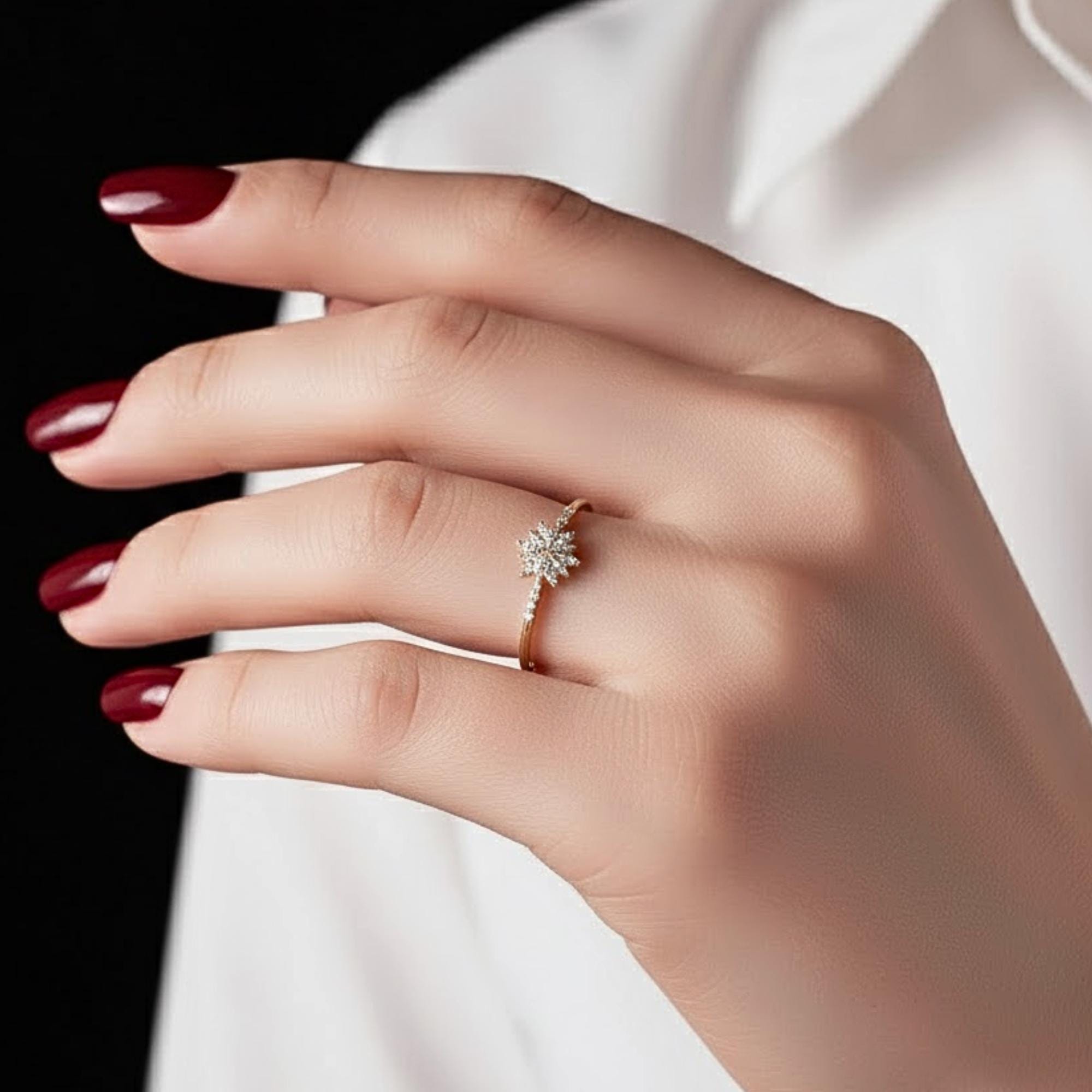 14K Gold Lab Grown Diamond Snowflake Ring
