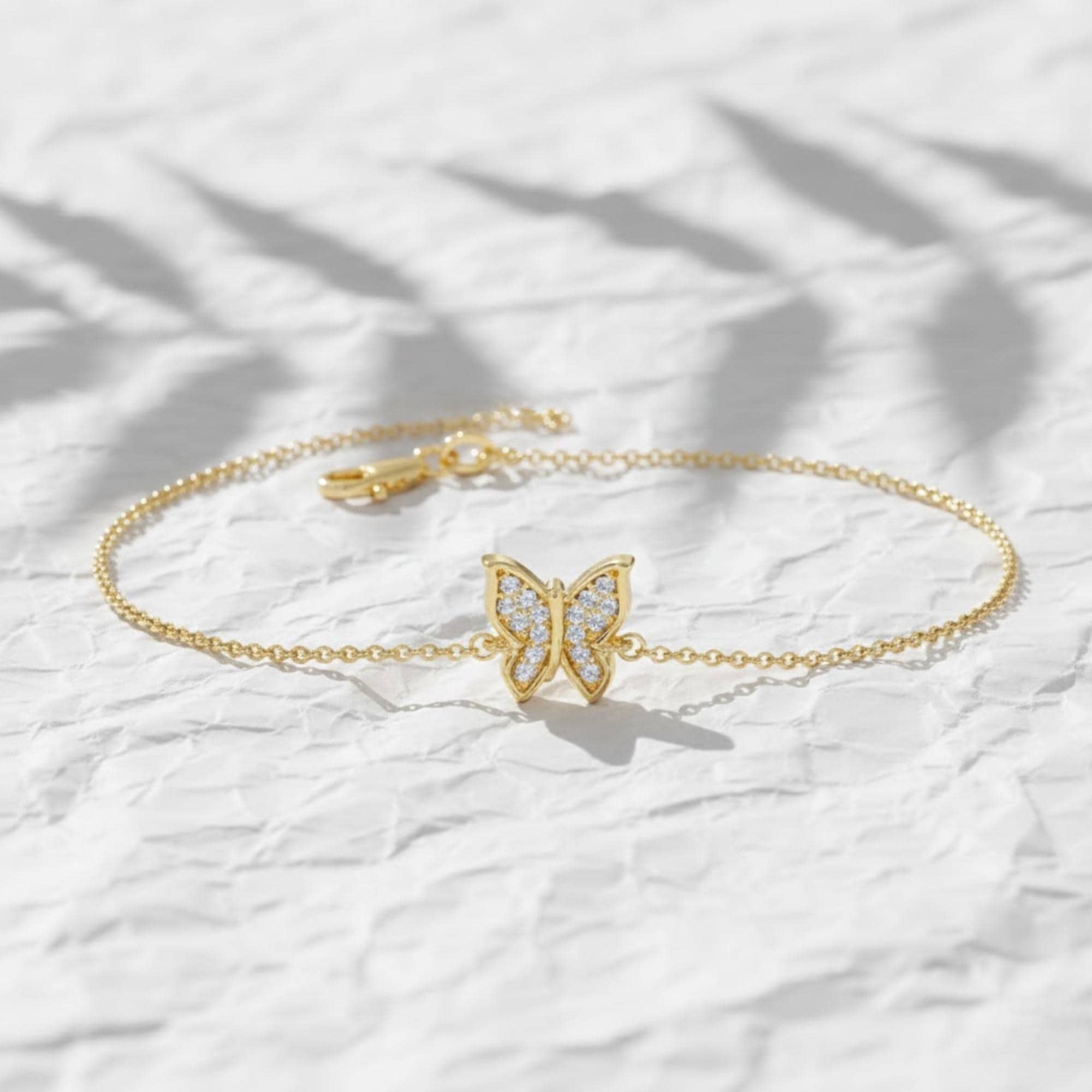 14K Gold Diamond Lab Grown Butterfly Bracelet, Everyday Fine Jewelry Gift