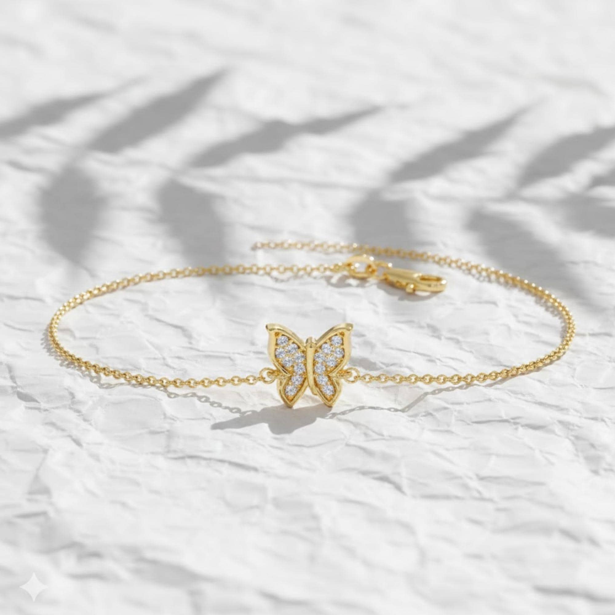 14K Gold Diamond Lab Grown Butterfly Bracelet, Everyday Fine Jewelry Gift