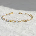 14K Gold Paperclip Diamond Bracelet | Lab Grown Diamond Paperclip Stacking Bracelet