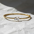 14K Gold Pear & Round Lab Diamond Bangle Bracelet - 1.00 ct
