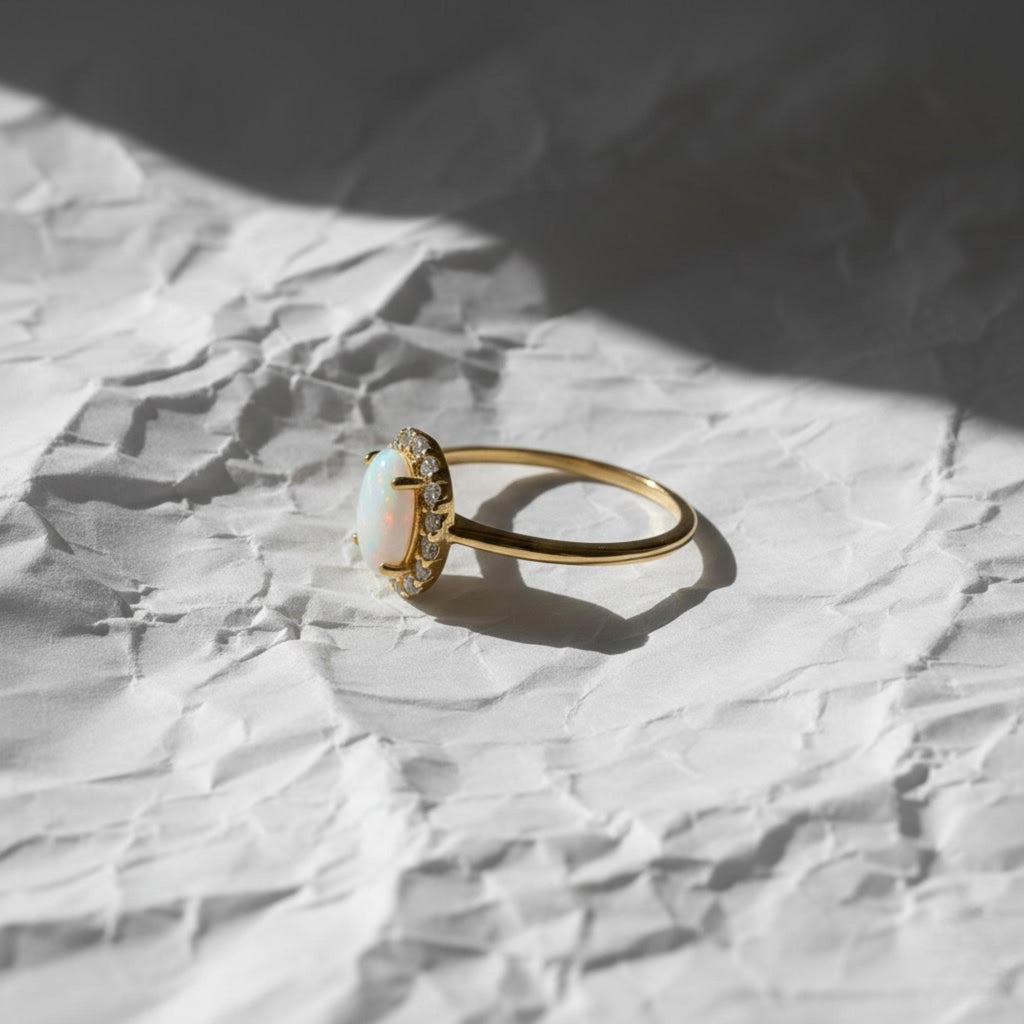 14K Gold October Birthstone Ring, Gift for Mom, Gemstone Ring