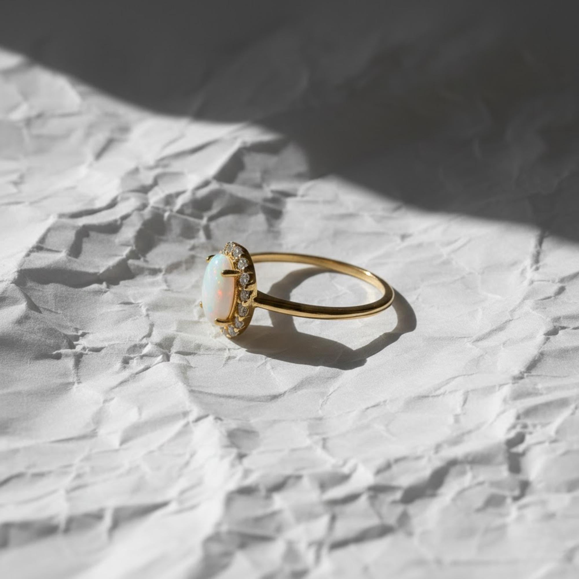 14K Gold October Birthstone Ring, Gift for Mom, Gemstone Ring