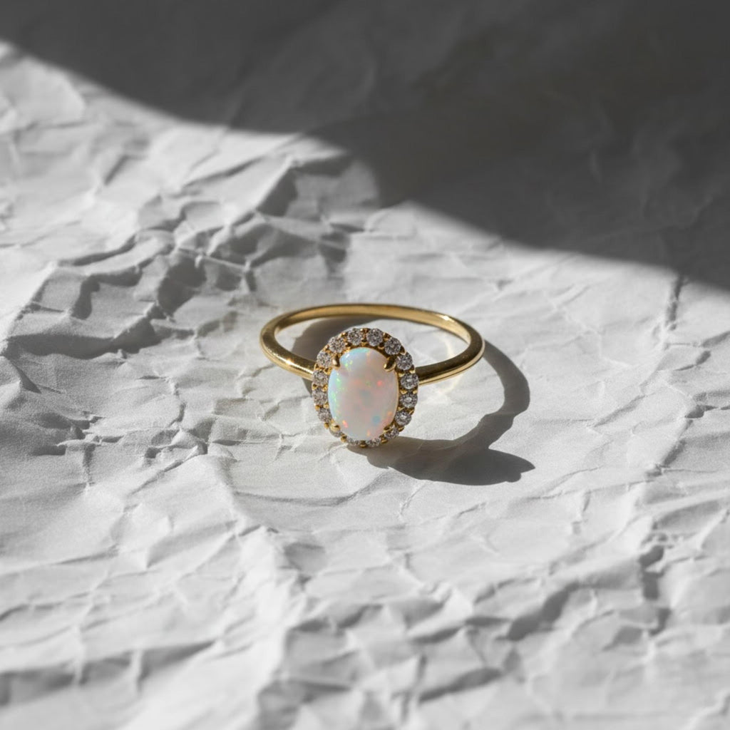 14K Gold October Birthstone Ring, Gift for Mom, Gemstone Ring