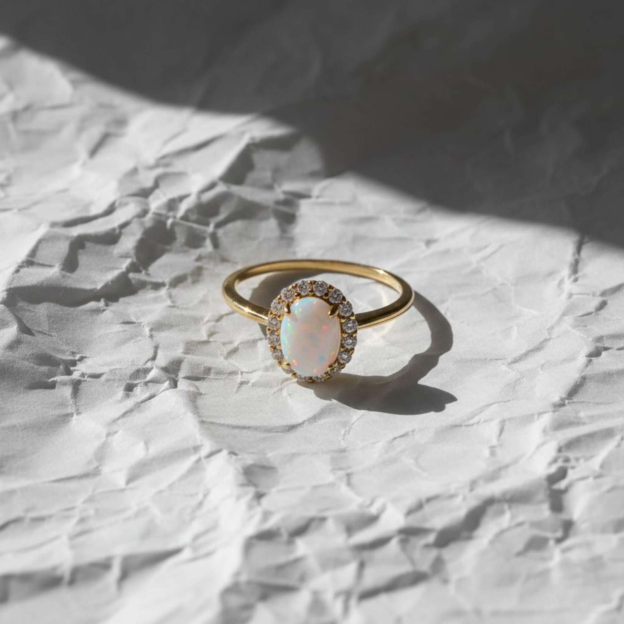 14K Gold October Birthstone Ring, Gift for Mom, Gemstone Ring