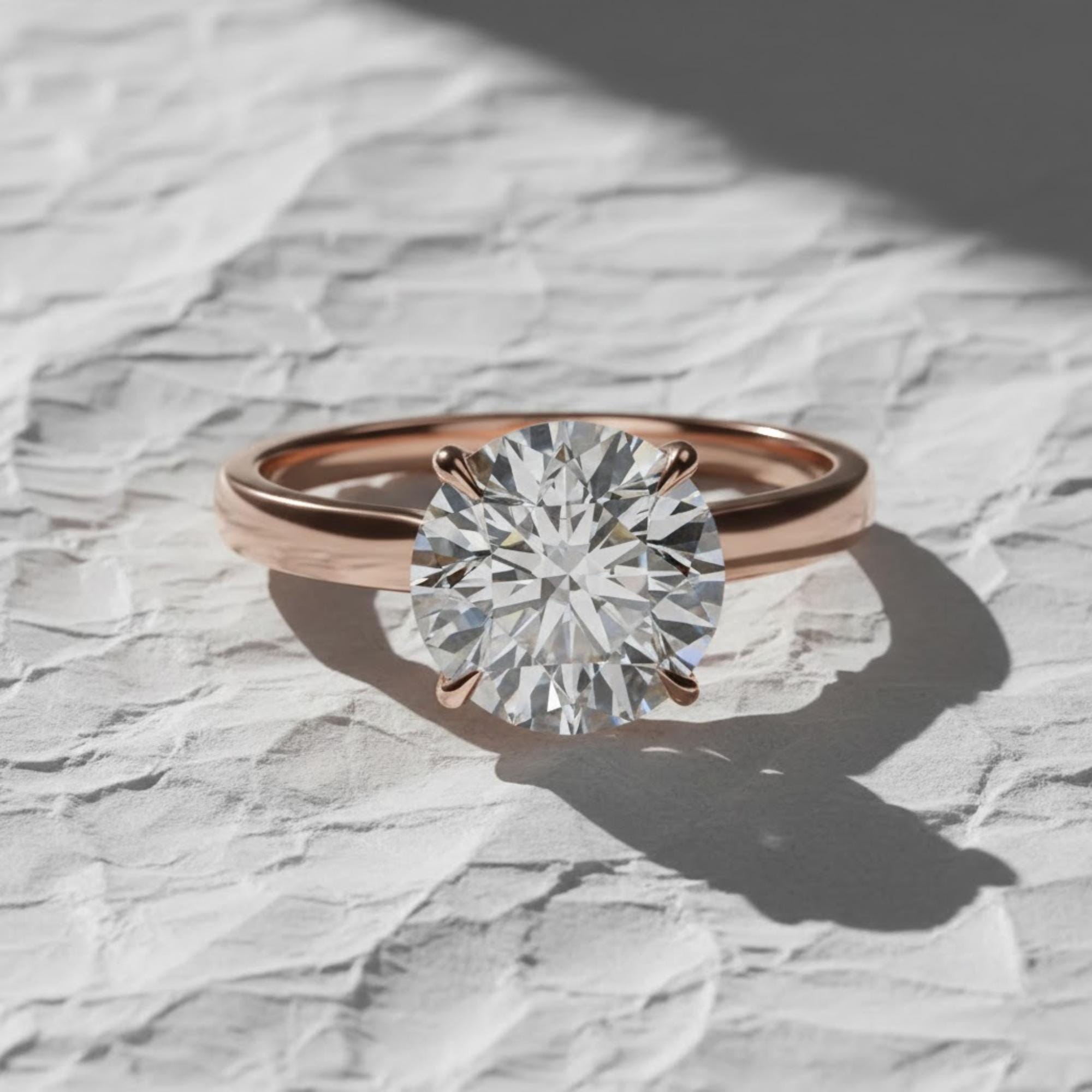 Round Brilliant 4 Prong Setting IGI Certified Lab Grown Diamond Engagement Ring in 14k Gold