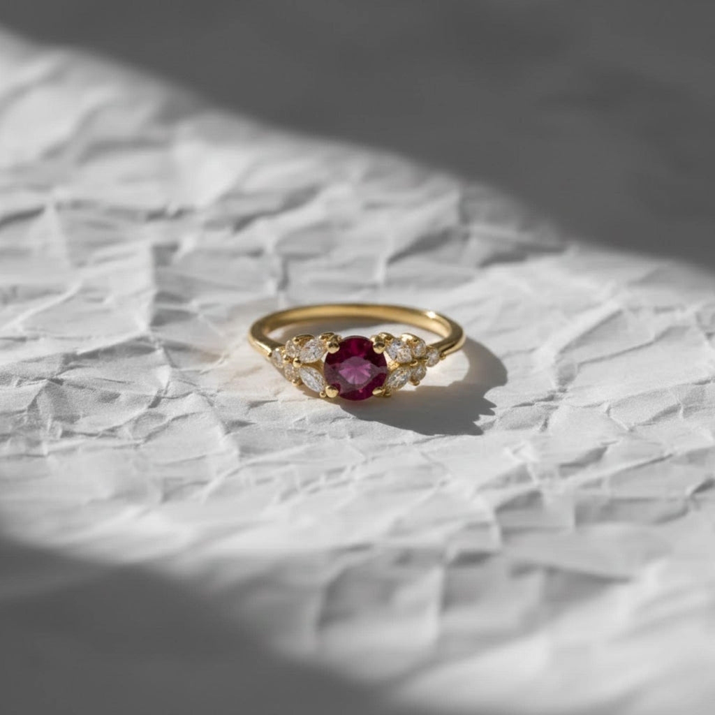 14K Solid Gold Ruby With Lab Grown Diamond Ring, July Birthstone Ring, Best Anniversary Gift