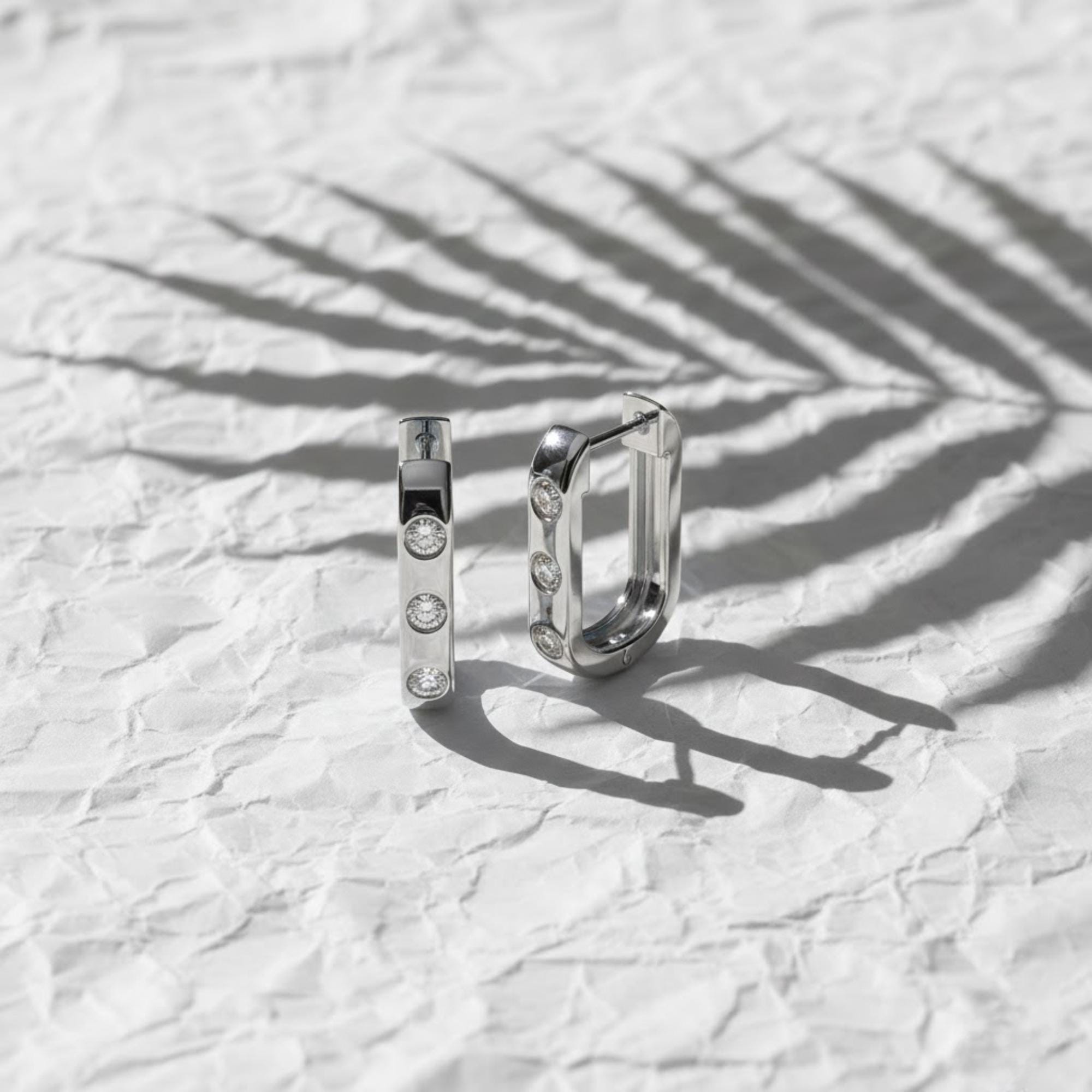 Round Lab Grown Diamond Earrings, 14K White Gold Hoop Earrings For Her,Delicate Diamond Huggies Earrings,Anniversary Gift For Wife,CVD