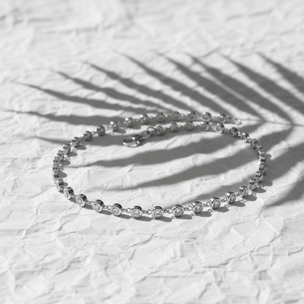 14K Solid Gold Lab Grown Diamond Tennis Bracelet,Dainty Diamond Bracelet
