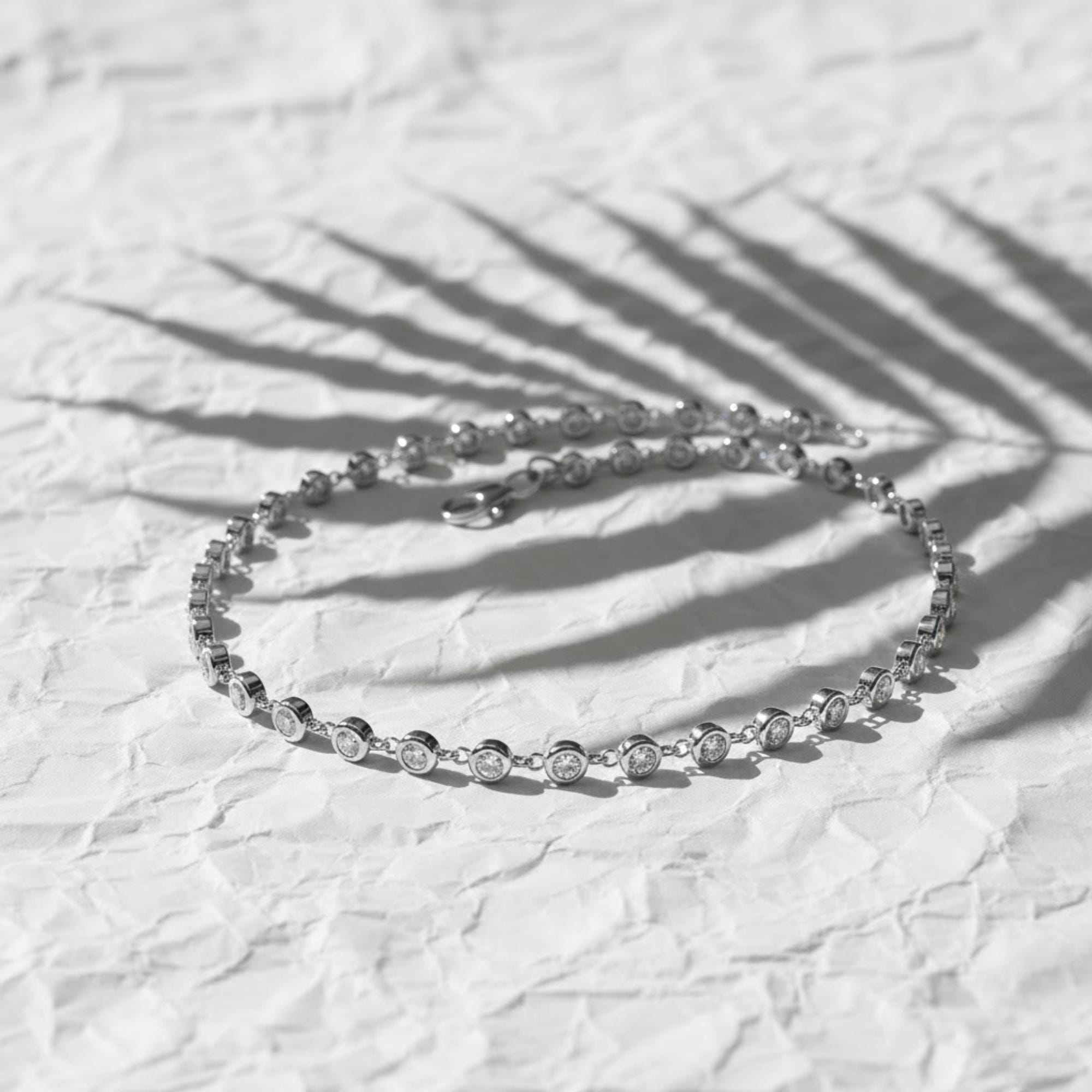 14K Solid Gold Lab Grown Diamond Tennis Bracelet,Dainty Diamond Bracelet