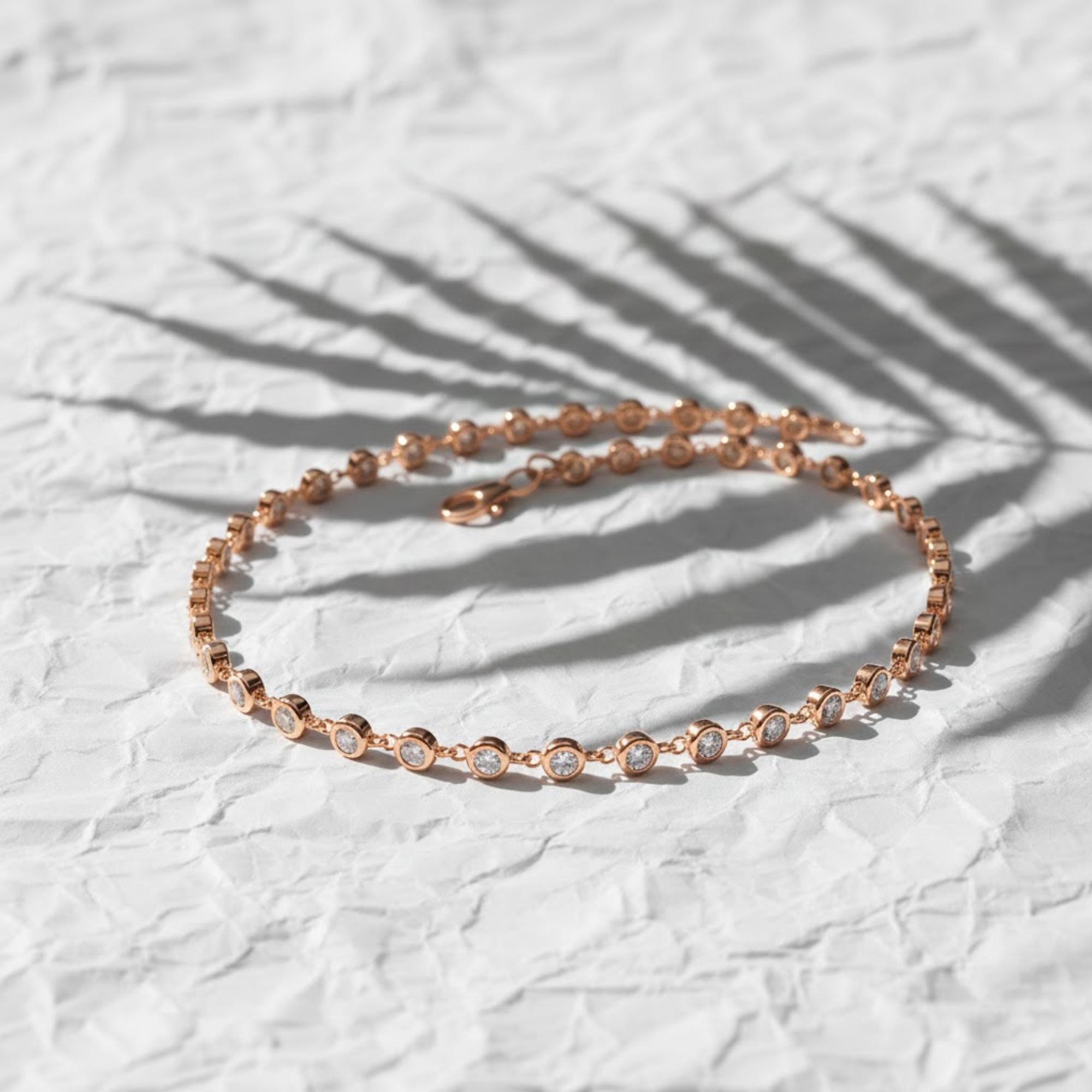 14K Solid Gold Lab Grown Diamond Tennis Bracelet,Dainty Diamond Bracelet