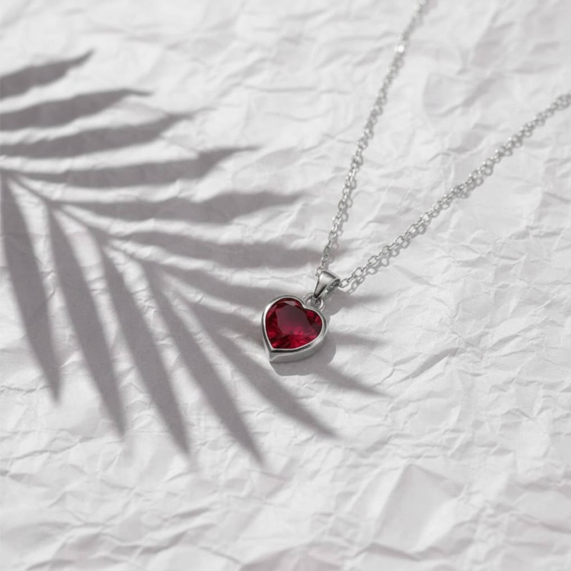 Ruby Heart Pendant with 14K Solid Gold | Bezel Necklace | Valentine’s Day Gift