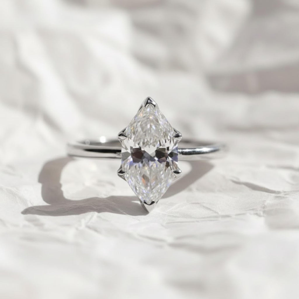 14K Solid Gold Lab GRown Diamond With Vintage Tulip Floral Ring, Anniversary Gift For Her
