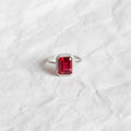 Lab Red Ruby Engagement Ring 3ct Emerald Cut Vintage Rose Gold Engagement Cluster Ring Lab Grown  Bridal Ring Promise Ring Anniversary