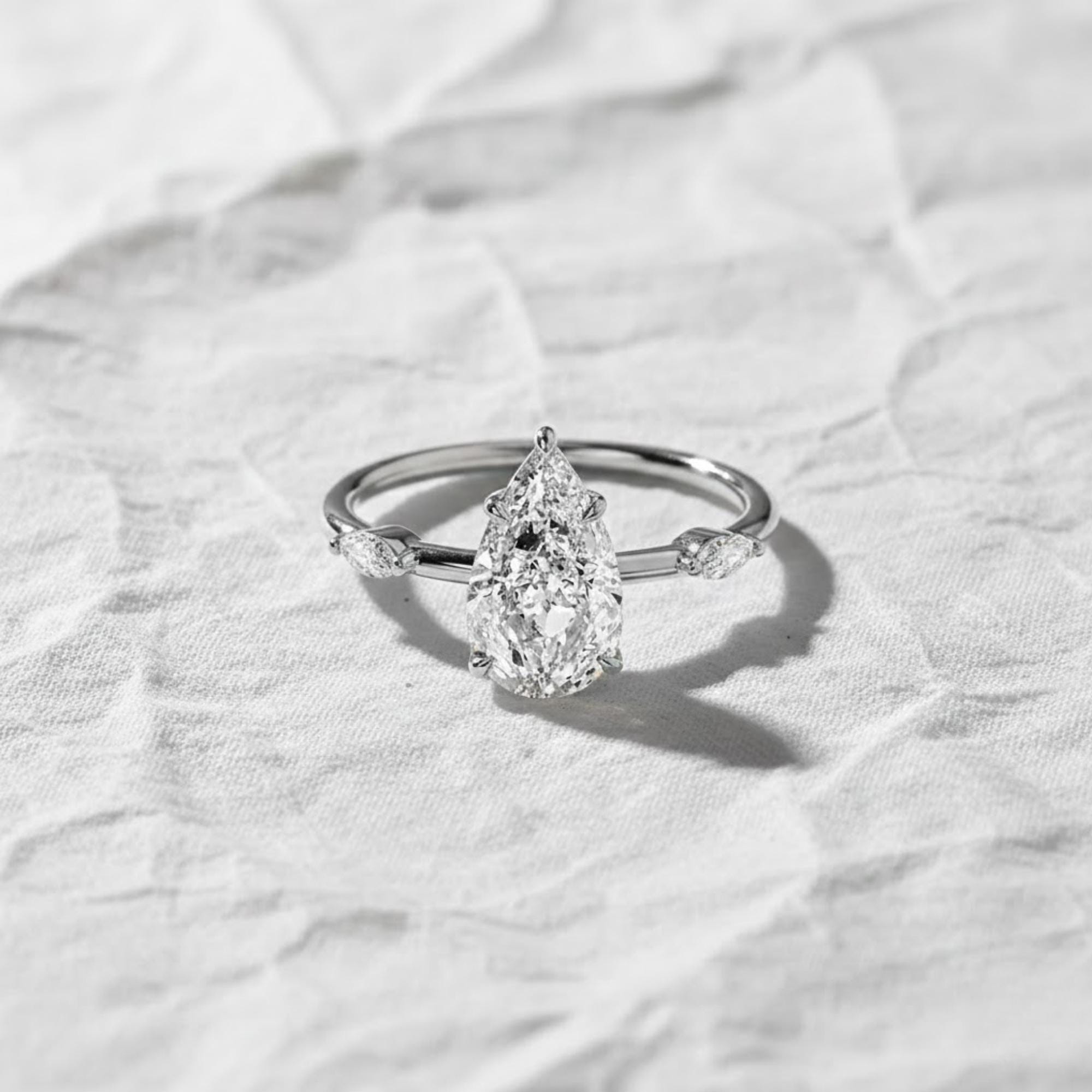 Pear Cut IGI Certified Lab Grown Diamond 14K Solitaire Engagement Ring With Hidden Halo Fine Jewelry for Women
