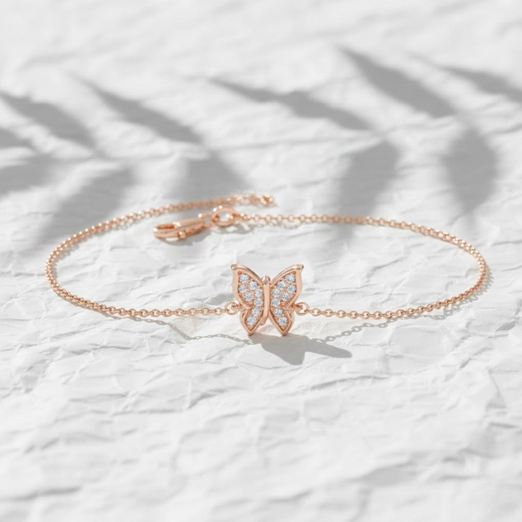 14K Gold Diamond Lab Grown Butterfly Bracelet, Everyday Fine Jewelry Gift