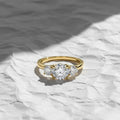 14K Gold Round Lab Grown Diamond Three Stone Engagement Ring
