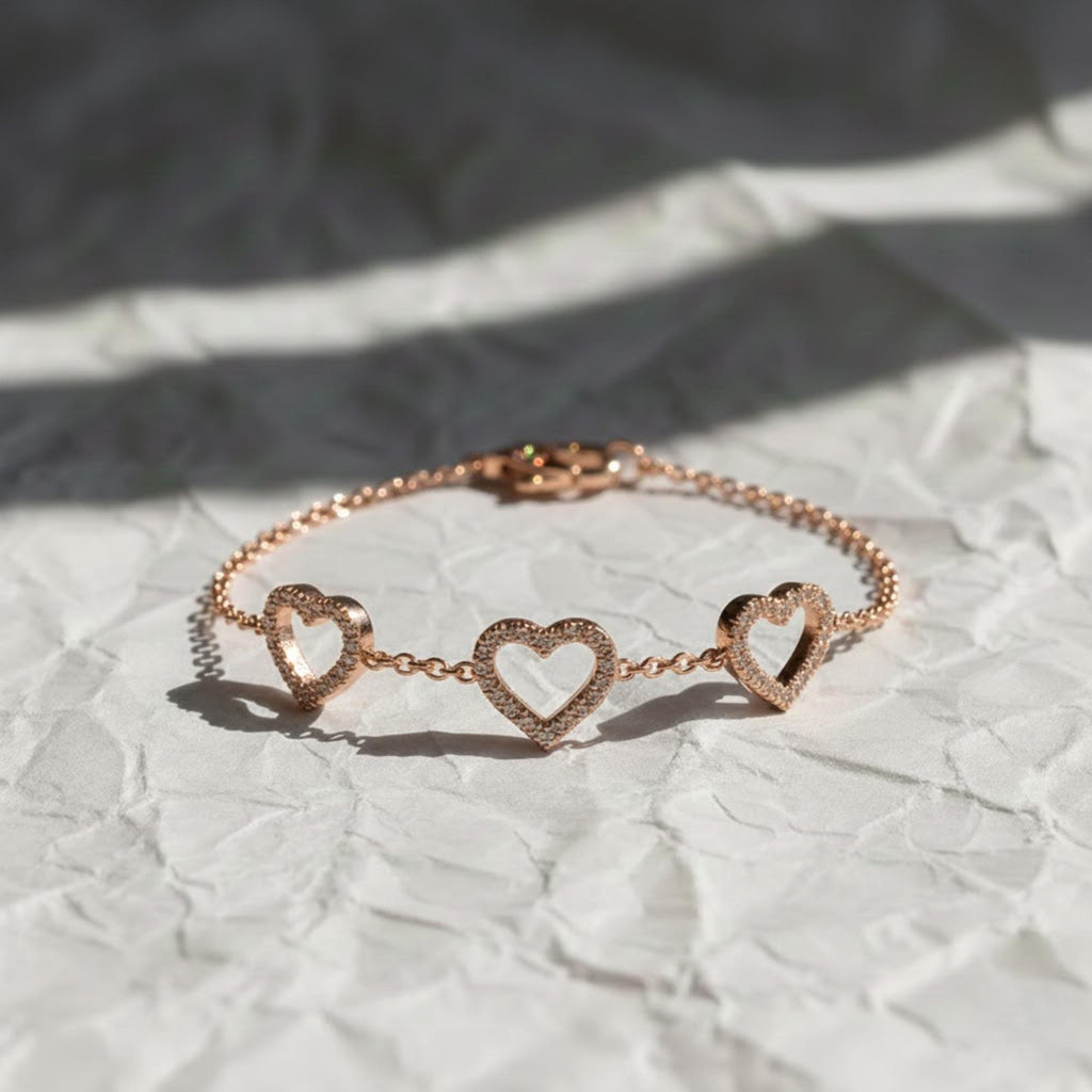 Tiny Lab Grown Diamond Heart Bracelet / Mini Diamond Heart Bracelet in 14K Gold